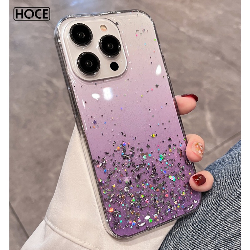 HOCE Soft Bling Shiny dispensing Starเคสโทรศัพท์สําหรับiPhone 17 16 15 14 13 12 11 Pro Max 15plus X XS TPUฝาครอบโทรศัพท์โปร่งใส