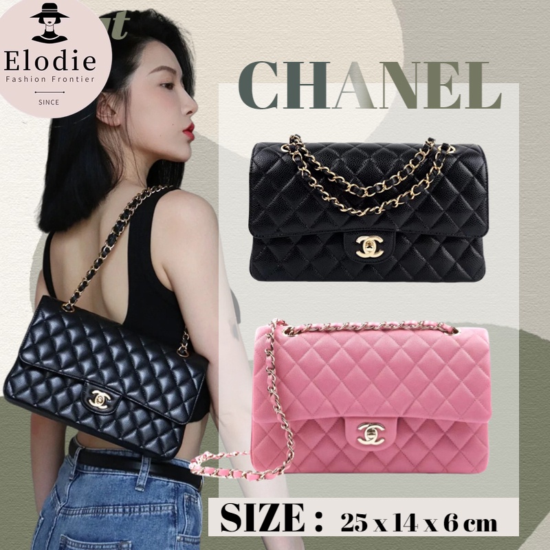 ชาแนล Chanel CF Classic Crossbody Bag/กระเป๋าสายโซ่/หนังแกะ ขนาดกลาง