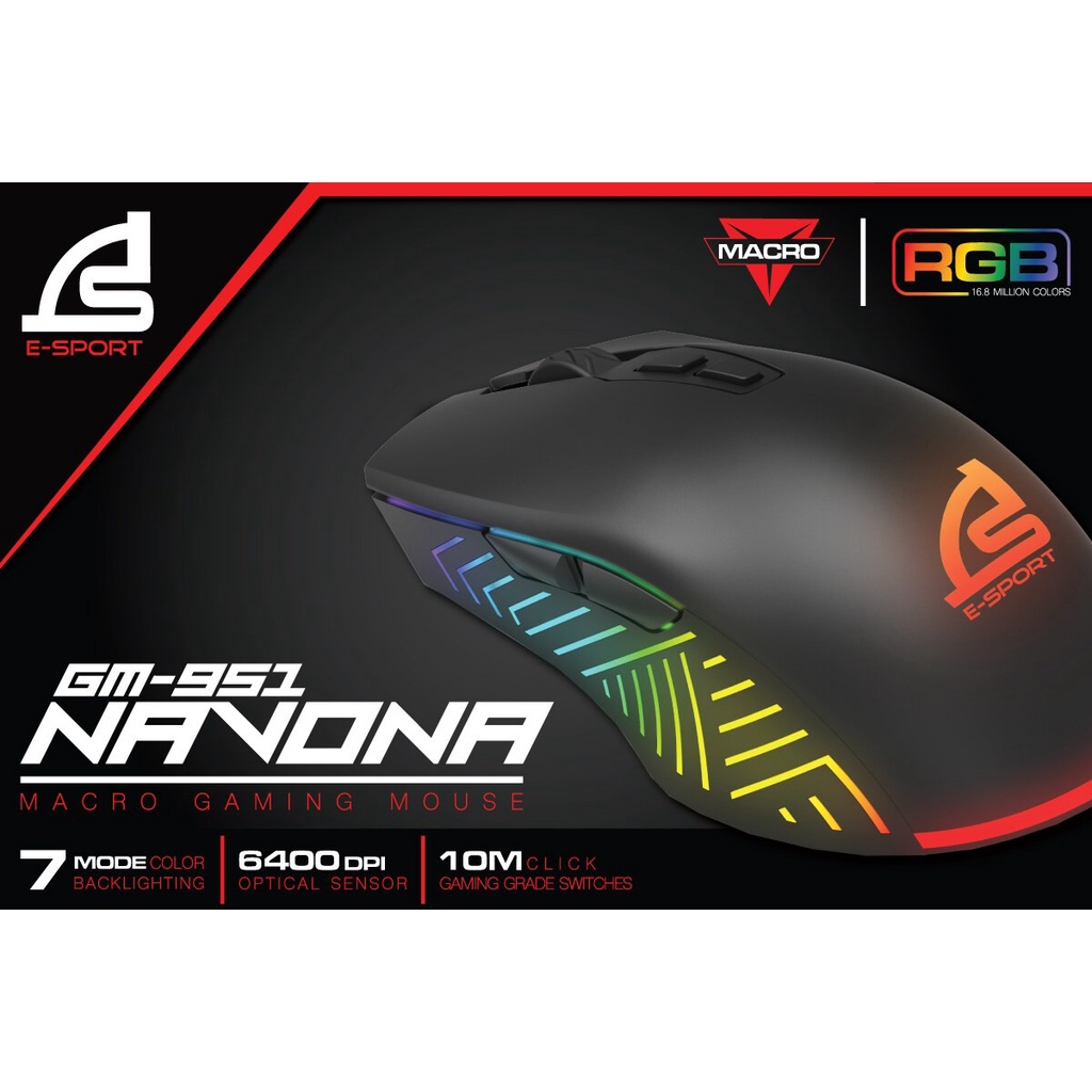 MOUSE SIGNO GM-951 AND GM-951P NAVONA GAMING เมาส์ ประกัน 2Y