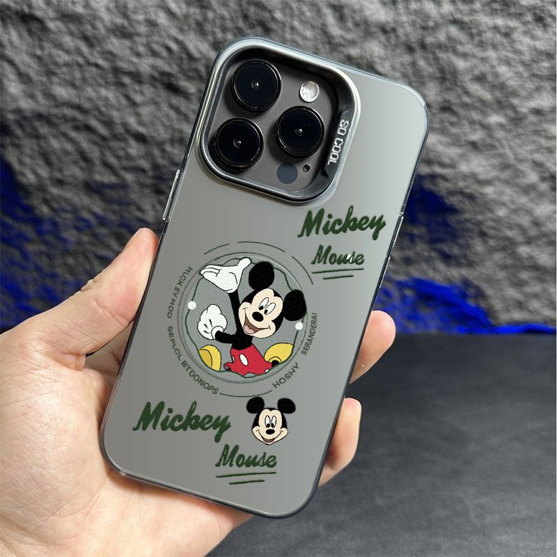 เคสโทรศัพท์มือถือ ลายมิกกี้เมาส์น่ารัก สีเงิน หลากสี สําหรับ Apple 14 13 12 X Xsmax 15promax