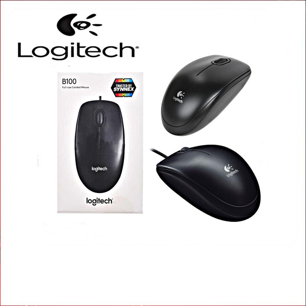 Logitech เม้าส์ รุ่น B-100 Optical USB Mouse (Black)แท้รัับประกัน 1ปี
