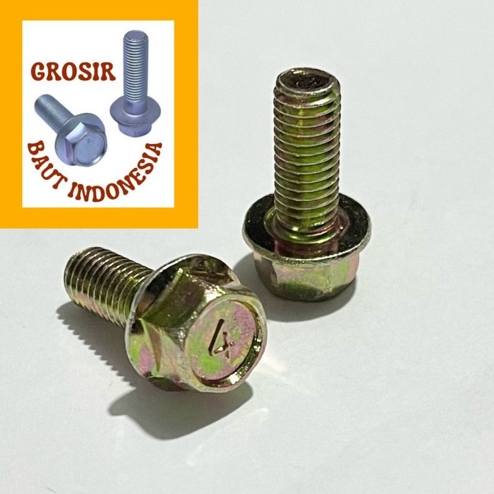 (10 ชิ้น) น็อตหน้าแปลน 12 คีย์ ยาว 2 ซม. m8x20 / น็อตขั้นบันไดเท้า m8x20 / สีเหลือง m8x20 น็อตหน้าแป