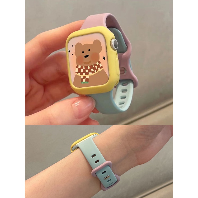 สายนาฬิกาซิลิโคนหัวเข็มขัดผีเสื้อเอวเล็กสำหรับ Apple iwatchs9ultra87654321