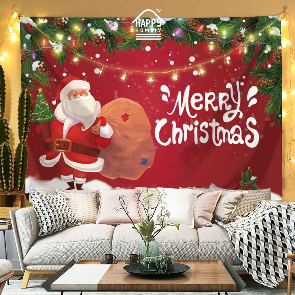 Happy HOMLIV ฉากหลัง ลายคริสต์มาส สําหรับตกแต่งเทศกาลปีใหม่
