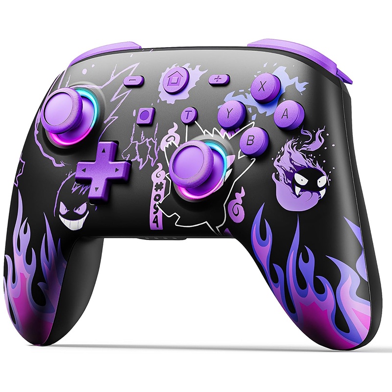 จอยสติ๊กควบคุม แบบไร้สาย สําหรับ Nintendo Switch OLED Lite พร้อมจอยสติ๊ก LED Motion Vibration Turbo Wakeup Gengar