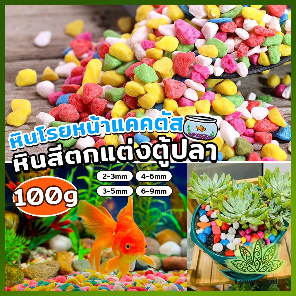 Lawan หินใส่ตู้ปลา หินประดับ ตกแต่งสวน 100g / ต่อแพ็ค Colorful Stones