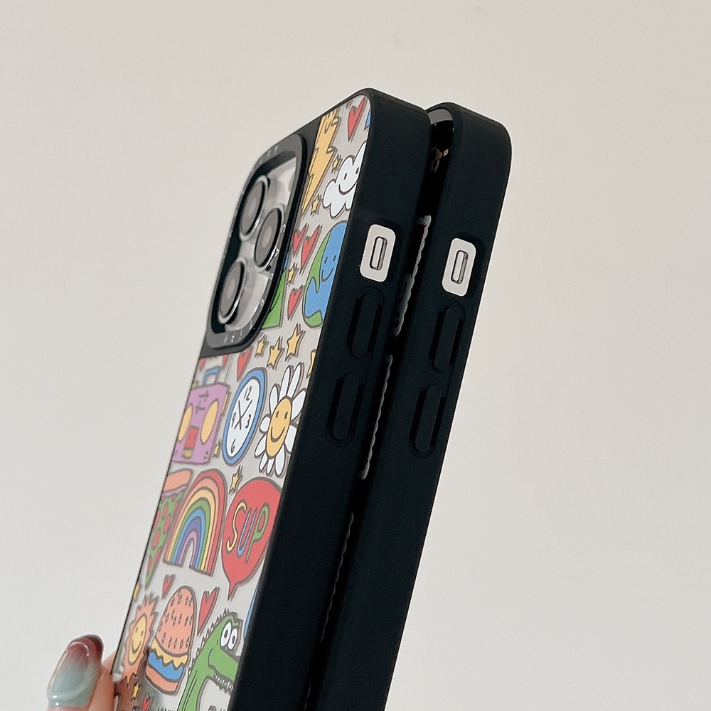 เคสโทรศัพท์มือถือแบบกระจกแข็ง ผิวด้าน กันกระแทก ลายไดโนเสาร์แฮมเบิร์ก สําหรับ IPhone 15ProMax 15Pro 15 14 13 12 11 Pro Max