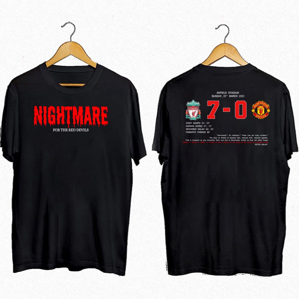 💬 เสื้อยืดคุณภาพดี   2023 new Nightmare v2 Liverpool 7-0 Manchester United Anfield