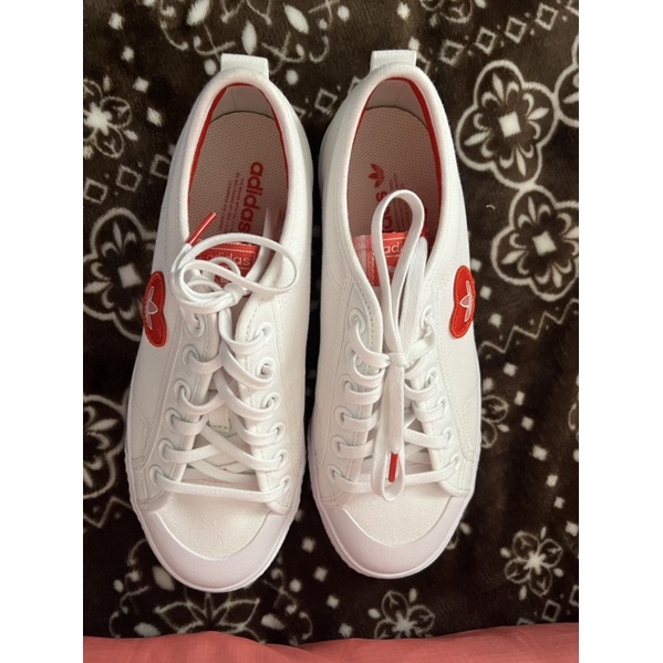 ADIDAS ORIGINALS NIZZA TREFOIL HEART WHITE/RED SIZE US8