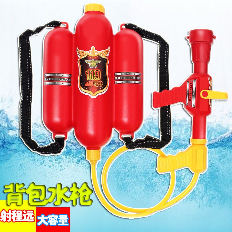 in Stock# Summer Fire Backpack Water Gun Children's Toy Pull-out Air Pressure Water Gun Summer Beach High Pressure Water Gun 12cc
