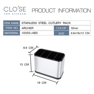 GlobalHouse CLOSE ที่ใส่ช้อนส้อมสเตนเลส 8.6x18x13 ซม. ARCHER สีเงิน สินค้าของแท้คุณภาพดี