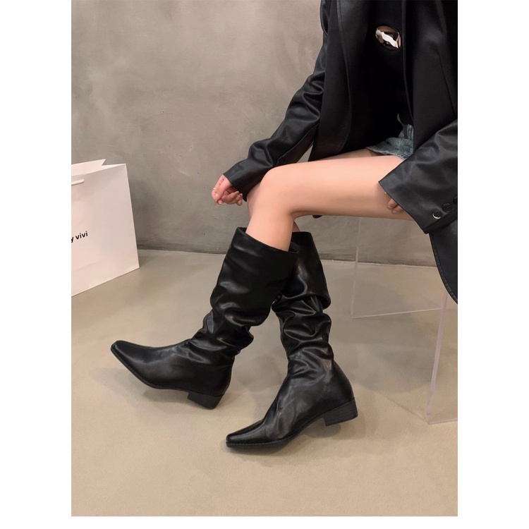 รองเท้าผู้หญิงเวอร์ชั่นเกาหลีแฟชั่นชี้นิ้วเท้าส้นหนารองเท้าแขนขนาด 35-42 - รูปที่ 4