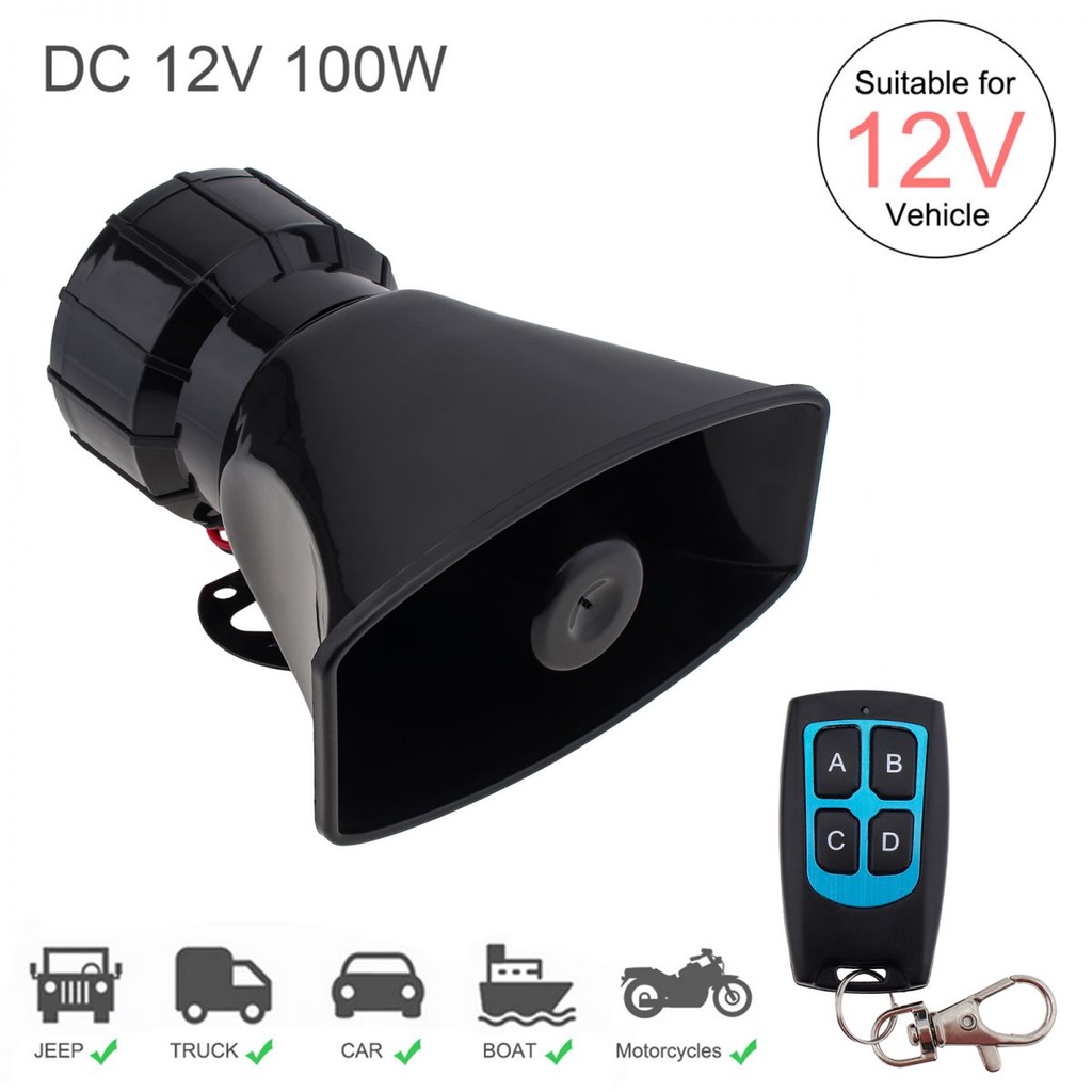 แตรไซเรน 7 เสียง 100W 12V พร้อมไมโครโฟน ระบบลําโพง PA สําหรับรถยนต์