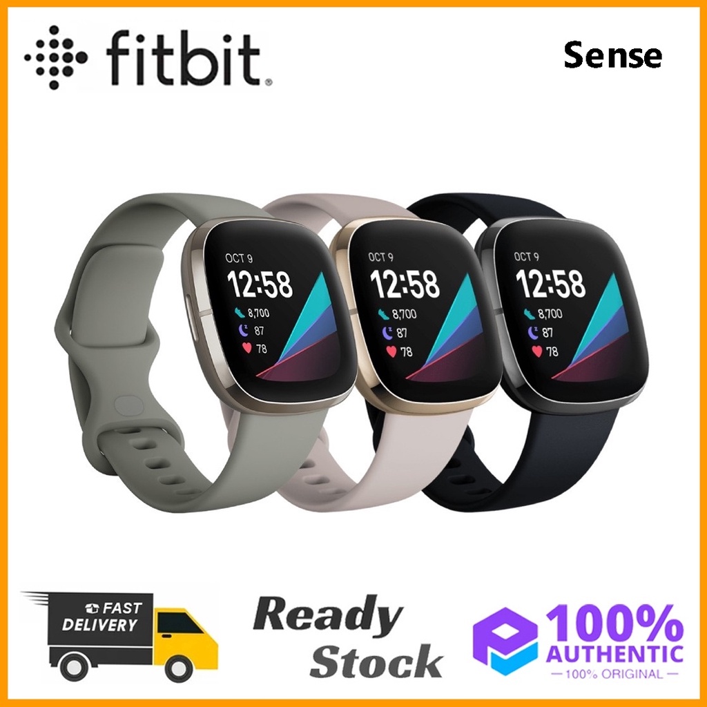 Fitbit Sense นาฬิกาข้อมือ Smartwatch GPS หน้าจอ AMOLED ตรวจจับความเครียด