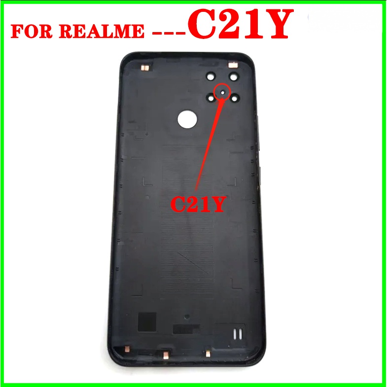 ฝาหลังแบตเตอรี่สําหรับoppo Realme C21Yฝาครอบแบตเตอรี่ด้านหลังประตูพร้อมเลนส์กล้องหลักด้านข้างปุ่มสวิทช์