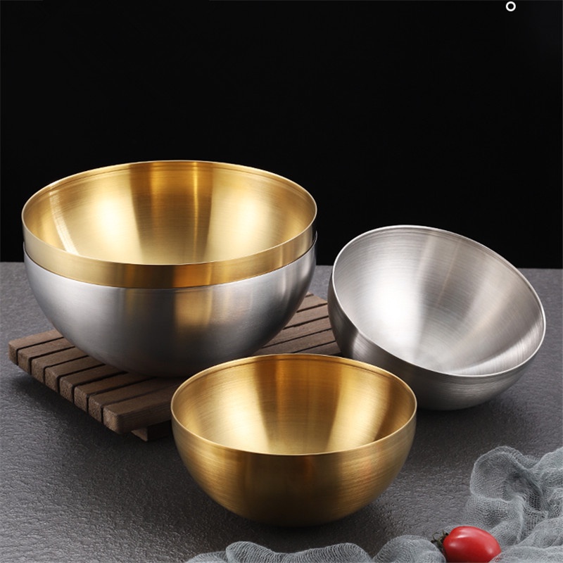 ชามสแตนเลส ขนาดใหญ่ สีทอง สําหรับใส่สลัด ก๋วยเตี๋ยว