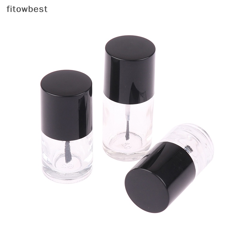 Fbth ขวดแก้วเปล่า พร้อมแปรง สีใส ขนาด 5 มล. 10 มล. 15 มล. สําหรับใส่เครื่องสําอาง ยาทาเล็บ QDD