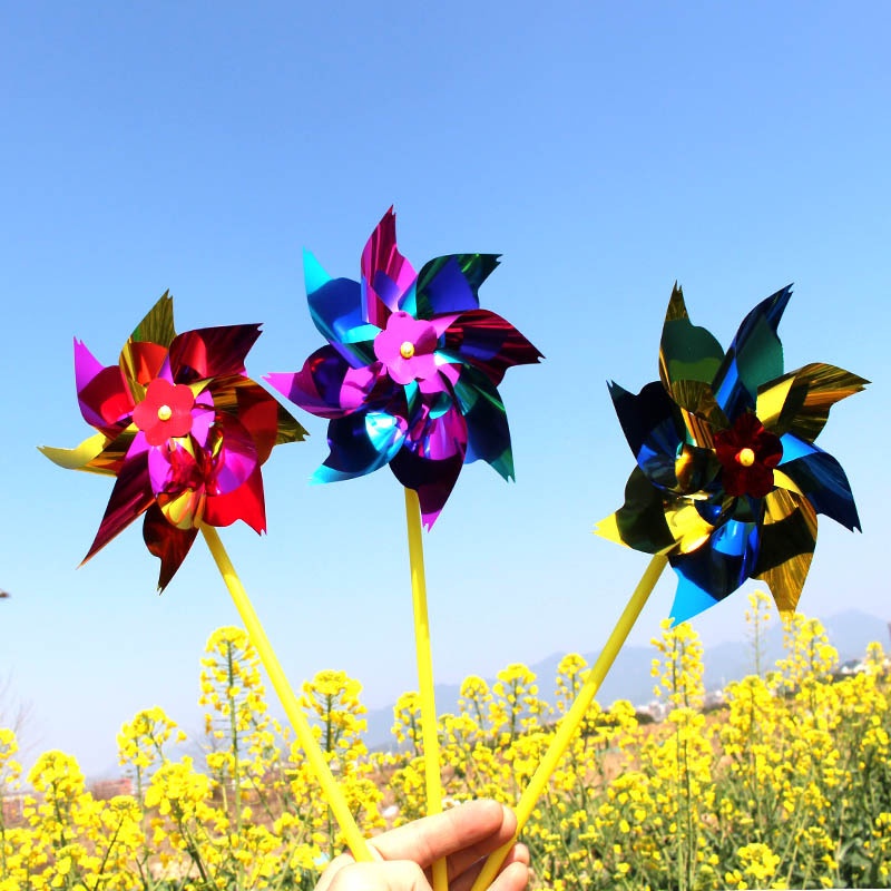 กังหันลม พลาสติก สีรุ้ง DIY ของเล่นสําหรับเด็ก ตกแต่งสวน ปาร์ตี้ 1 ชิ้น