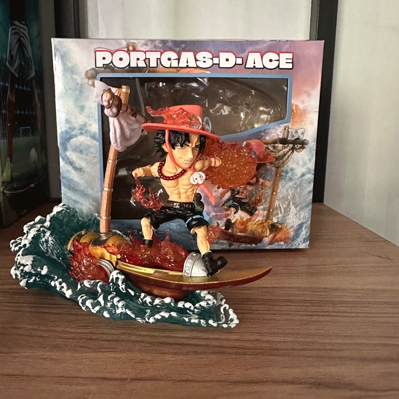 One Piece Gk Fire Fist Ace Hand-Made Model Voyage Fire Ship Statue Anime Doll Decoration