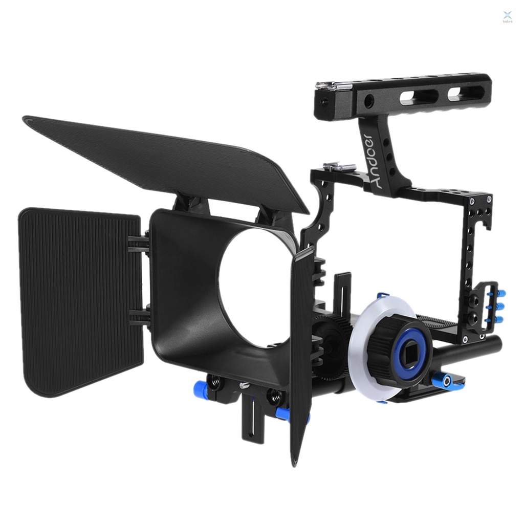 Andoer C500 Aluminum Alloy Camera Camcorder Video Cage Rig Kit Film Making System w/ Matte Box + Fol
