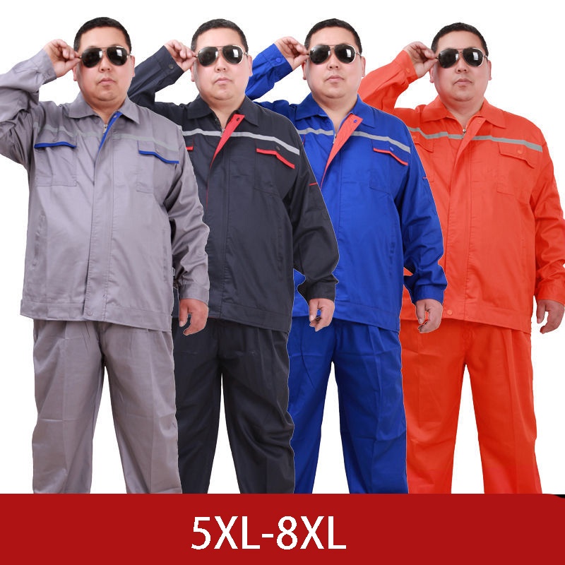 เสื้อช็อป เสื้อช่าง มีแถบสะท้อนแสง แขนยาว ไซส์ใหญ่ 5XL 6XL 7XL