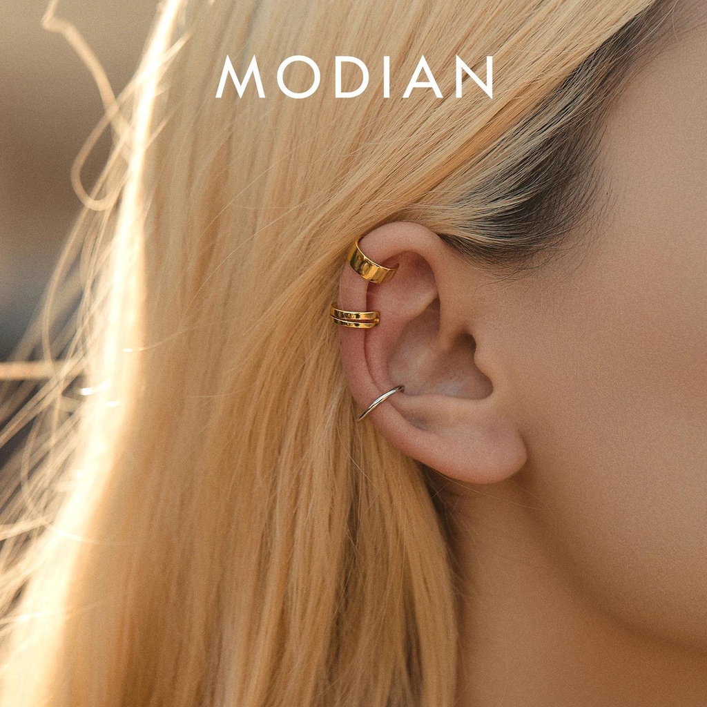 Modian ต่างหูเงินสเตอร์ลิง 925 ทรงเรขาคณิต ซ้อนกันได้ เครื่องประดับ สําหรับผู้หญิง 1 ชิ้น