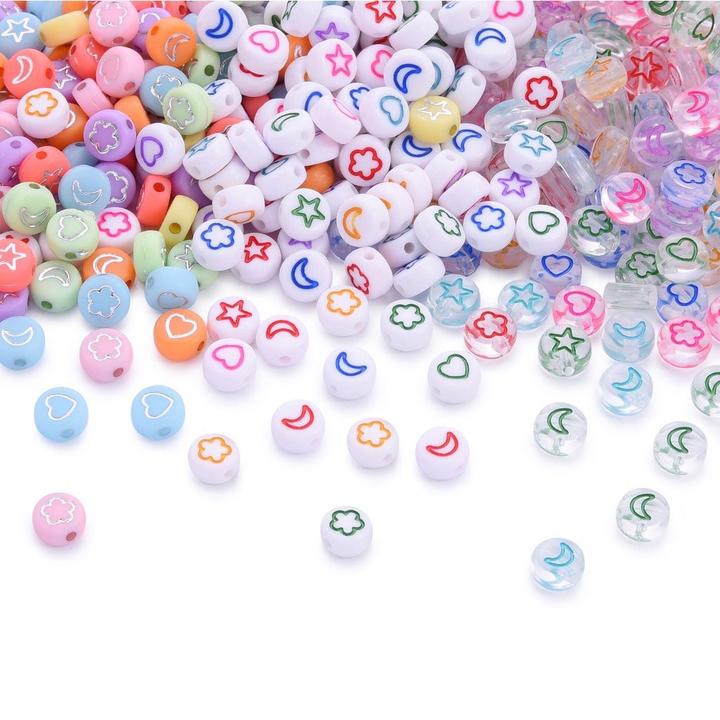100Pcs 4x7mm ลูกปัดตัวอักษรอะคริลิค, ดาว, ลูกปัดดวงจันทร์, สร้อยคอลูกปัด, สร้อยข้อมือที่กําหนดเอง