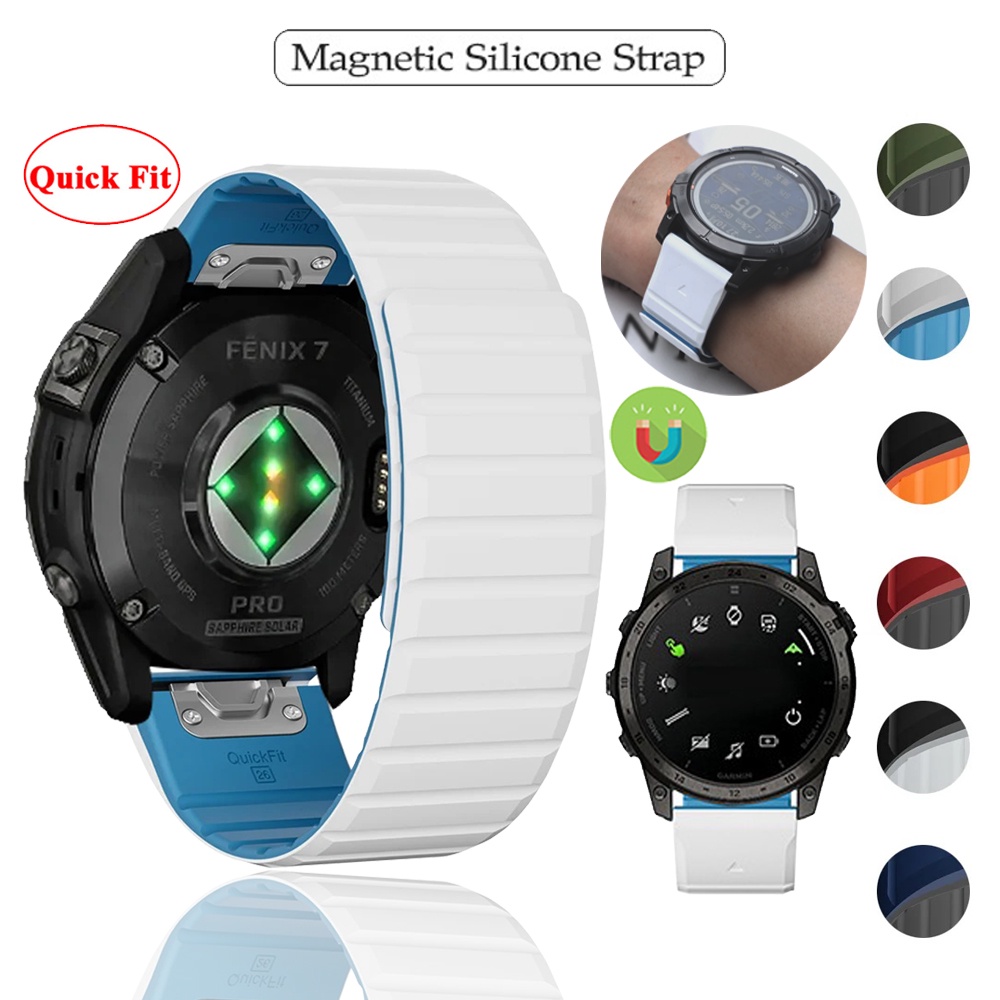 26 มม.22 มม.ซิลิโคนแม ่ เหล ็ กกีฬา Watchband เปลี ่ ยน Quick Fit สายรัดสําหรับ Garmin Tactix 7 Pro Delta Solar Epix Gen2