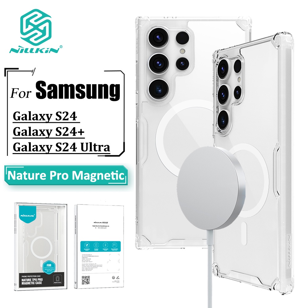Nillkin Nature Pro เคส Samsung Galaxy S24 Ultra S24+ S24 เคส แม่เหล็ก บางพิเศษ หรูหรา นิ่ม TPU ใส ถุงลมนิรภัย กันกระแทก ฝาหลัง