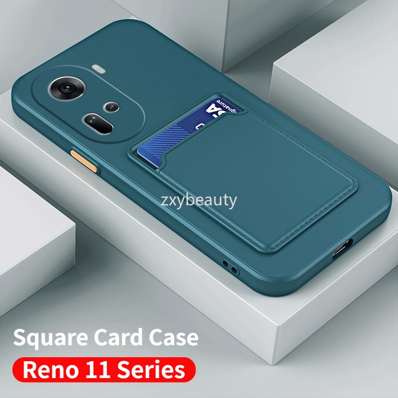 เคสซิลิโคนนิ่ม ทรงสี่เหลี่ยม พร้อมช่องใส่บัตร สําหรับ OPPO Reno 11 Pro 5G 4G 2023 Reno11 11Pro 11F Reno11F Reno11Pro
