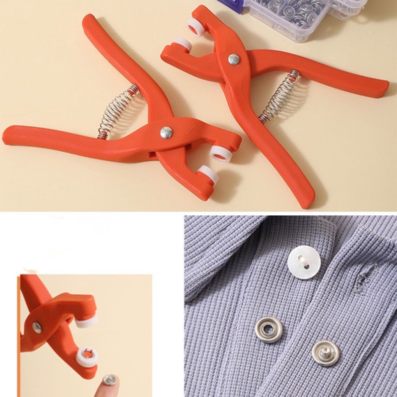 KTHOME ปลีก/ส่ง ชุดตอกพร้อมกระดุมแป๊ก DIY พร้อมคีมตาไก่ ขนาด 9.5 มม (50ชุด)
