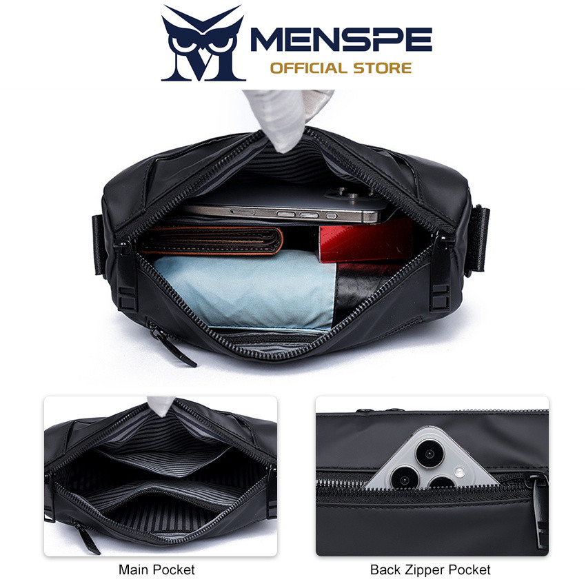 Menspe Mens กระเป๋าสะพาย Simple Cross Body กระเป๋า Casual น้ําหนักเบา Messenger กระเป๋าโทรศัพท์ขนาดใหญ่ความจุกันน้ํา Leisure Sport Street กระเป๋า