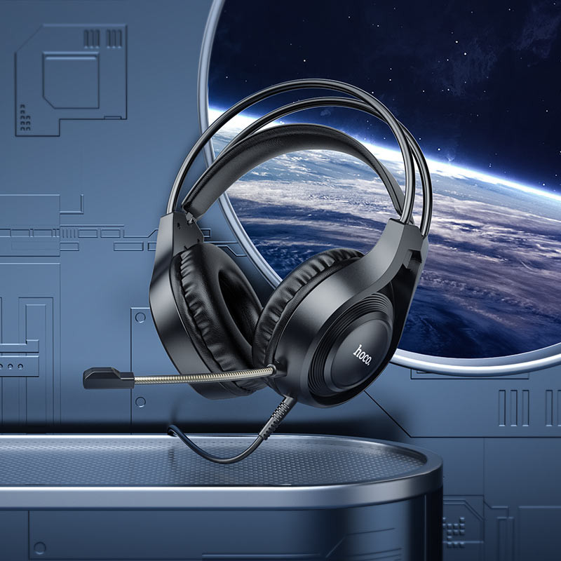 HOCO W106 หูฟังเกมมิ่ง แบบมีสาย AUX 3.5mm ไมค์ในตัว ตัดเสียงรบกวน Gaming Headphones หูฟังครอบหู hc3