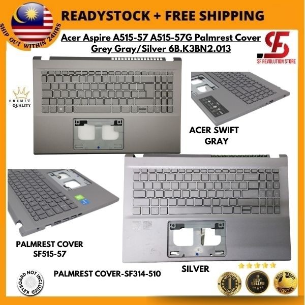 Acer Aspire A515-57 A515-57G Palmrest Cover สีเทา/เงิน 6B.K3BN2.013