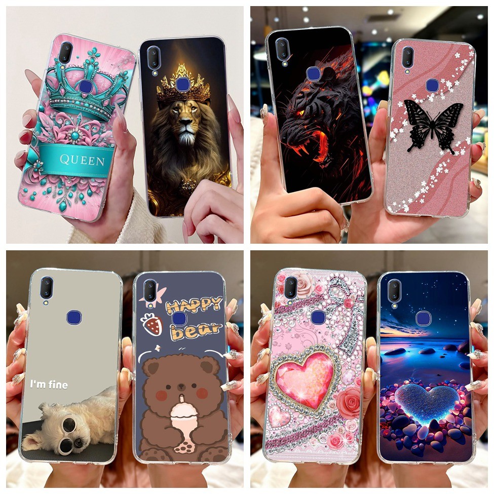 สําหรับ Vivo V11i 1806 ฝาหลังสําหรับ Vivo V11i กรณีแฟชั่นผีเสื้อดอกไม้น่ารักการ์ตูนแมว Cool ตลกเคสโทรศัพท์