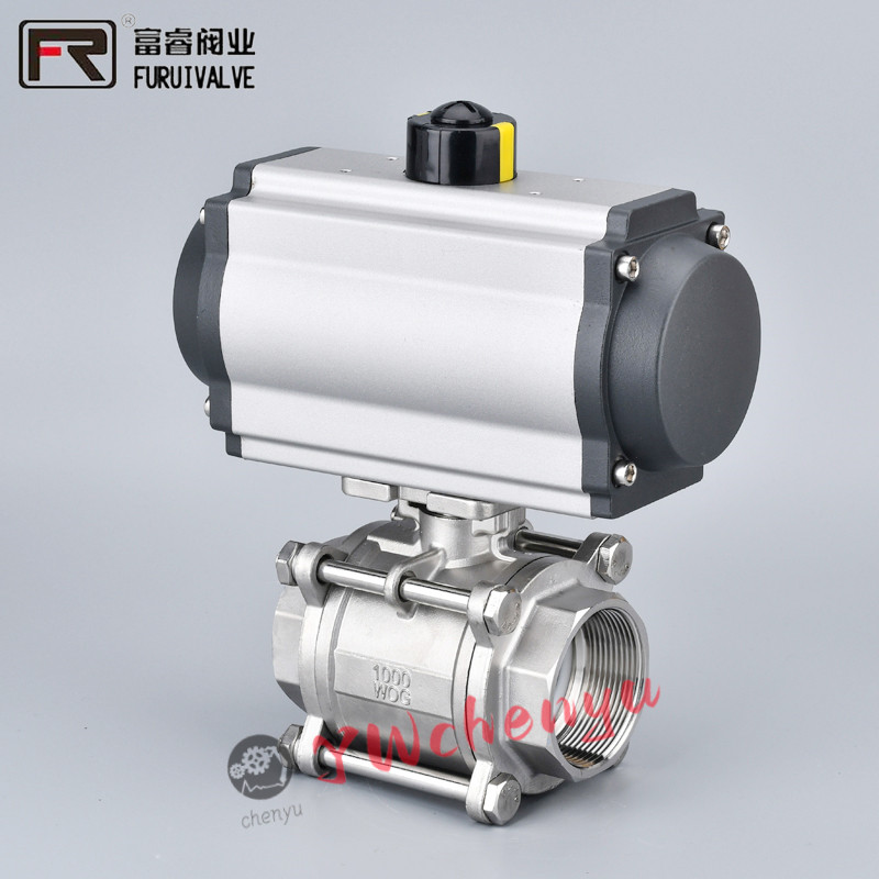 บอลวาล์วนิวเมติก,เกลียวสแตนเลส,ทนต่ออุณหภูมิสูง,สามชิ้น,304 Actuator Q611F-16P สวิตช์ตัด