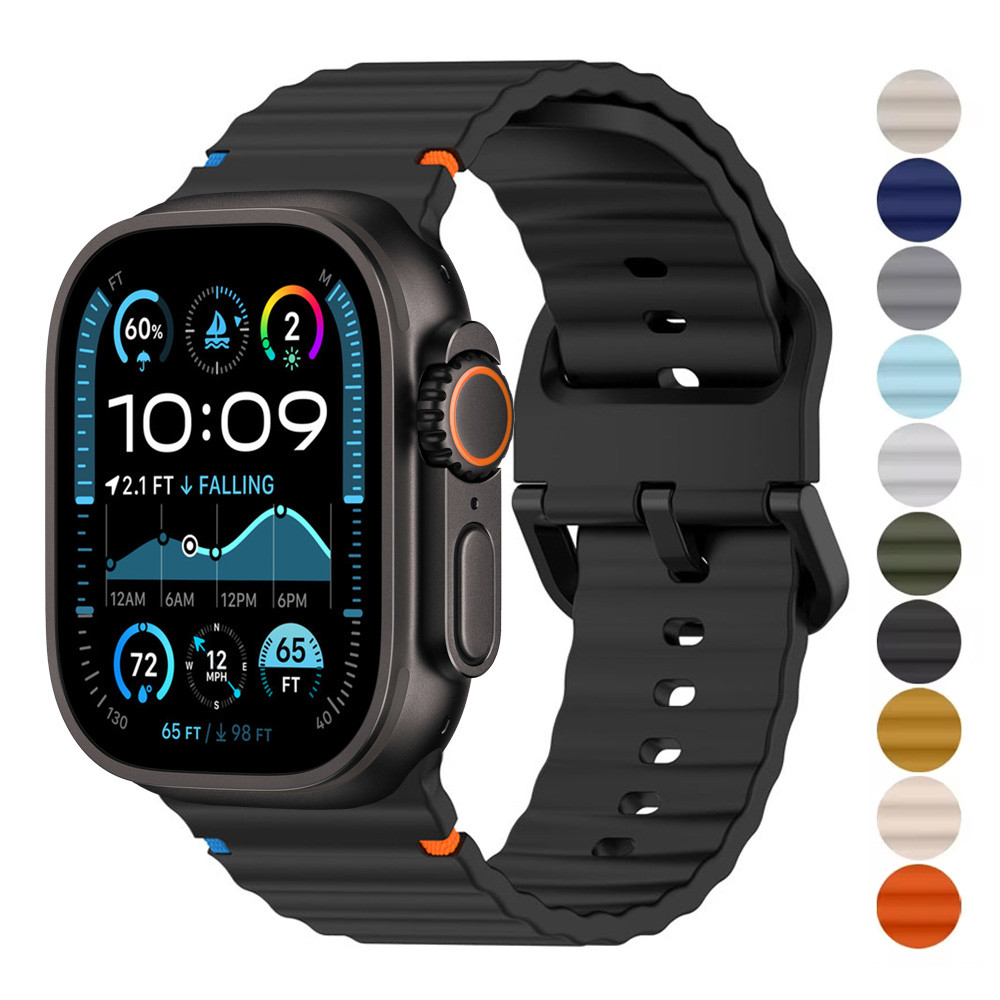 สายซิลิโคน Ocean Loop Band สร้อยข้อมือ correa สําหรับ Apple watch 44 มม.49 มม.40 มม.45 มม.42 มม.46 มม.38 มม.Iwatch Series 10 9 8 7 6 SE 10 Ultra 2