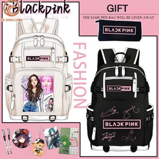 YA ZHOU LONG กระเป๋าเป้สะพายหลัง กระเป๋านักเรียน ผ้าแคนวาส ลาย blackpink สไตล์เกาหลี สําหรับผู้หญิง