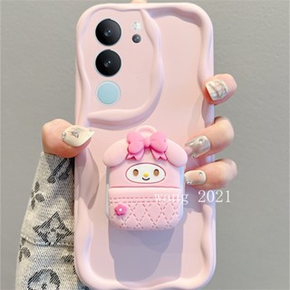 พร้อมส่ง ใหม่ เคสโทรศัพท์มือถือแบบนิ่ม ลายการ์ตูนน่ารัก พร้อมที่ตั้งวางกระจก สําหรับ VIVO V29 5G VIVO V29e V29 Pro Y27 Y78 Y36 5G 2023