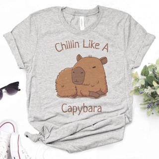 Capybara เสื้อยืด พิมพ์ลายอนิเมะ สไตล์ญี่ปุ่น ฮาราจูกุ สําหรับผู้หญิง y2k