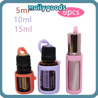 Moilyhd ฝาครอบขวดน้ํามันหอมระเหย ซิลิโคน 6 สี สําหรับเดินทาง