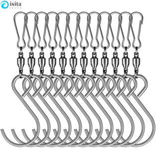 Isita ตะขอแขวนสเตนเลส รูปตัว S หมุนได้ 360 องศา น้ําหนักเบา สําหรับบ้าน 10 ชิ้น