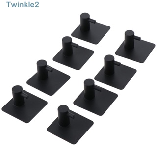 Twinkle ตะขอแขวนติดผนังห้องน้ํา สเตนเลส มีกาวในตัว สีดํา 8 ชิ้น