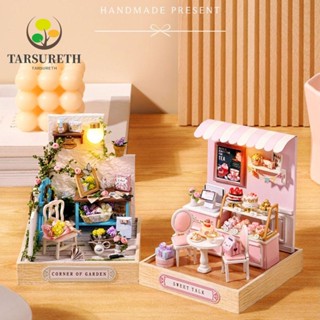 Tarsureth ชุดบ้านตุ๊กตาจิ๋ว แบบไม้ พร้อมเฟอร์นิเจอร์ DIY สําหรับเด็ก