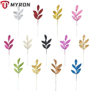 Myron ใบมะกอกปลอม พลาสติก สีชมพูสดใส 35 ซม. สําหรับตกแต่งต้นคริสต์มาส งานแต่งงาน DIY 10 ชิ้น