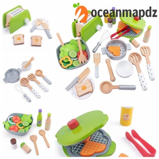 Oceanmapdz DIY ของเล่นเครื่องครัวไม้, เครื่องปิ้งขนมปังสลัดทําอาหาร|ครัวไม้จิ๋ว DIY ของขวัญสําหรับเด็ก