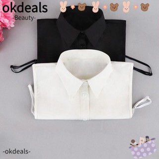 Okdeals เสื้อเชิ้ตคอปกปลอม ผ้าชีฟอง ถอดออกได้ สําหรับผู้หญิง และผู้ชาย