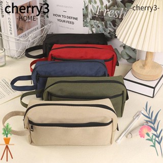 Cherry3 กระเป๋าใส่ปากกา ดินสอ สีพื้น ความจุขนาดใหญ่ เรียบง่าย สําหรับนักเรียน