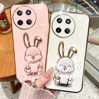 ใหม่ เคสโทรศัพท์มือถือนิ่ม ลายการ์ตูนกระต่ายน่ารัก 3D พร้อมขาตั้ง สําหรับ Realme11 RealmeC51 Realme 11 C51 NFC 4G 5G 2023