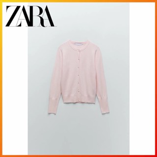 Zara ใหม่ เสื้อแจ็กเก็ตถัก เรียบง่าย สําหรับผู้หญิง